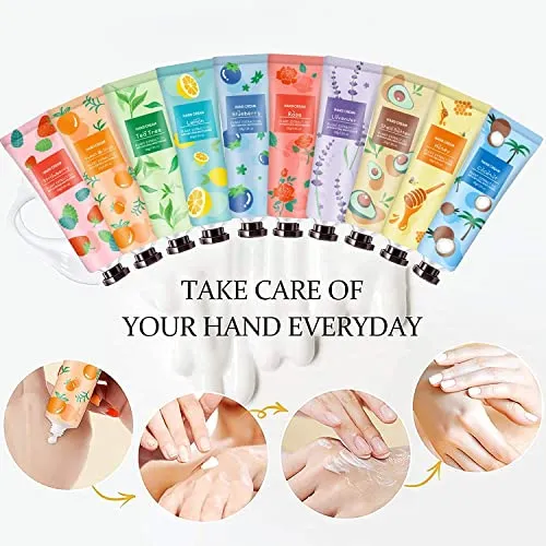 10 Pack Hand Cream for Dry Cracked Hands, Stocking Stuffers for Adults,Christmas Gifts for Women Girls,Teacher Appreciation Gifts, Natural Plant Fragrance Mini Hand Lotion Moisturizing Hand Care Cream