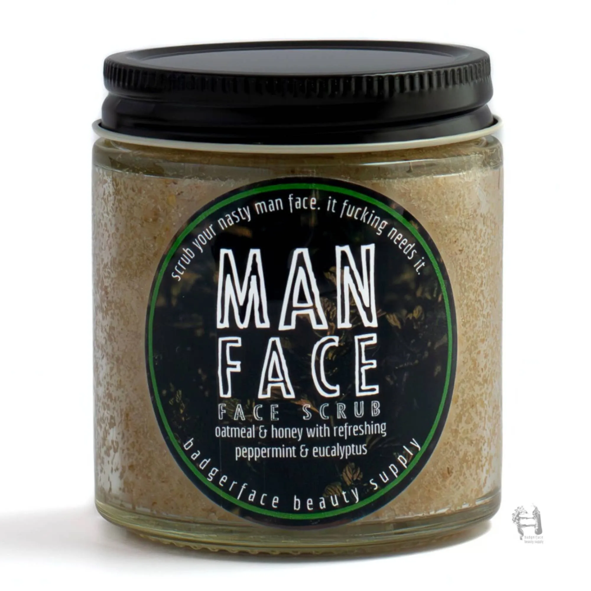 Badgerface Face Scrub for Men. Eco Friendly Face Scrub. Face Care.