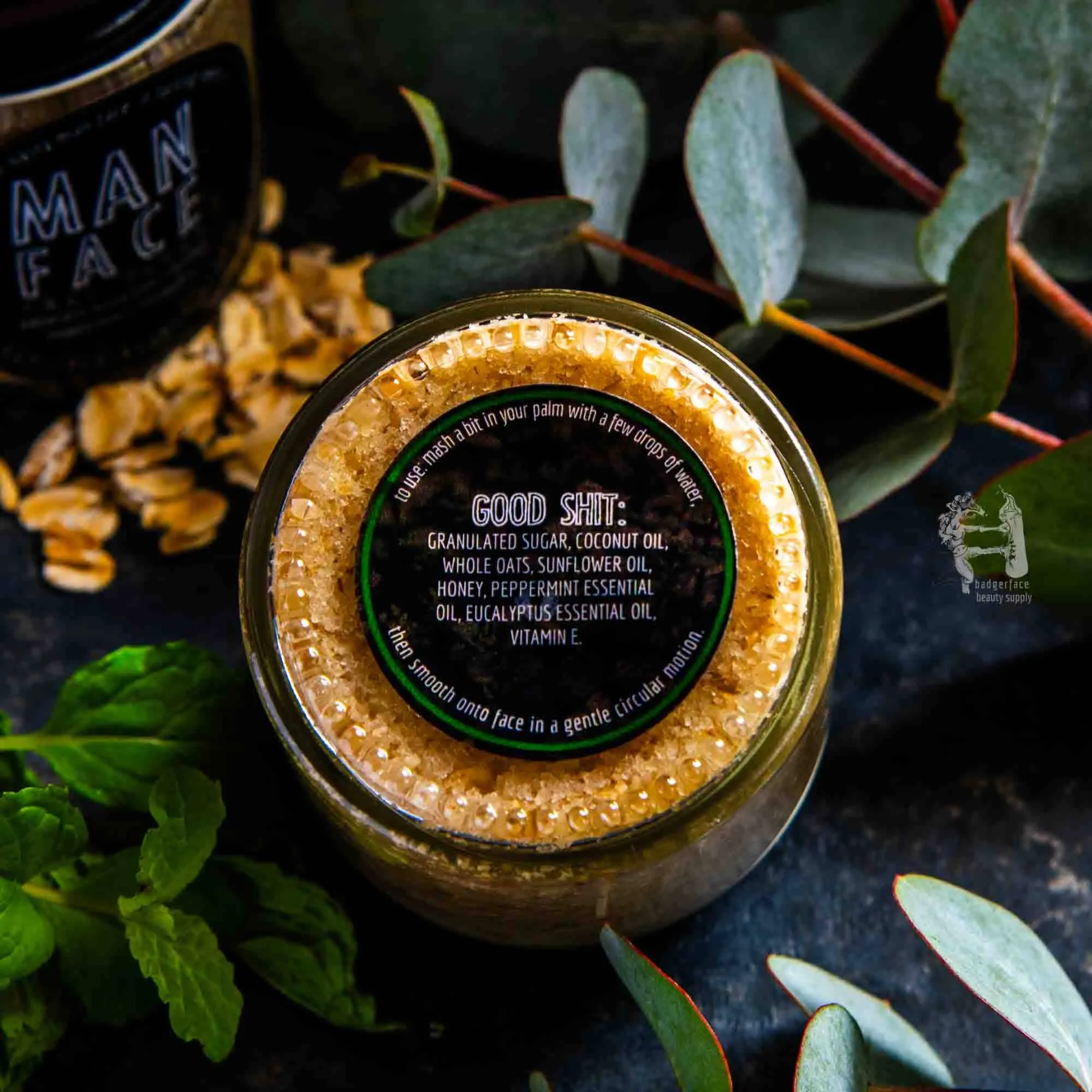 Badgerface Face Scrub for Men. Eco Friendly Face Scrub. Face Care.