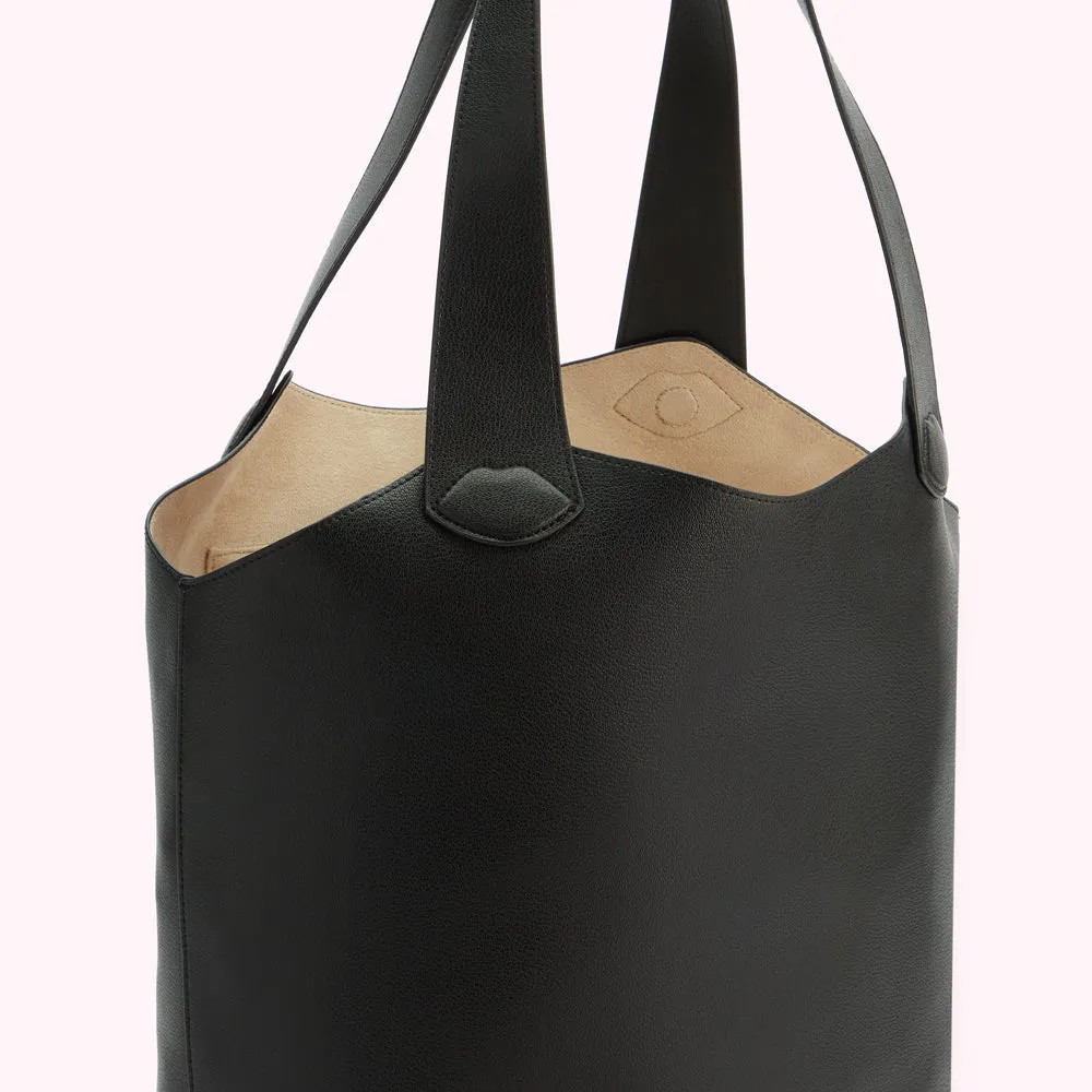 BLACK ELSA LEATHER TOTE BAG