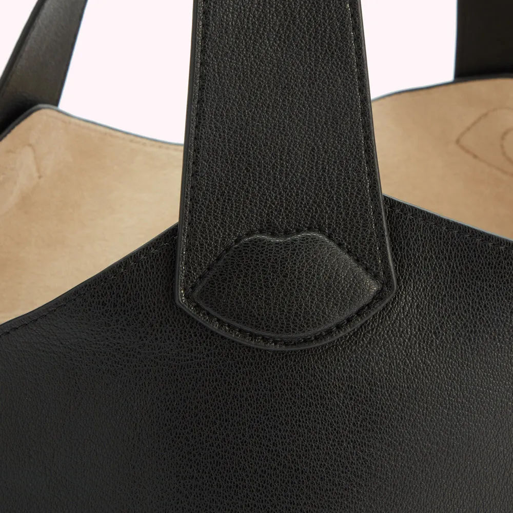 BLACK ELSA LEATHER TOTE BAG