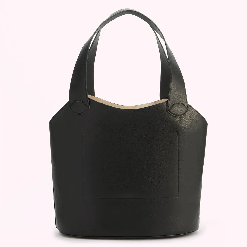 BLACK ELSA LEATHER TOTE BAG