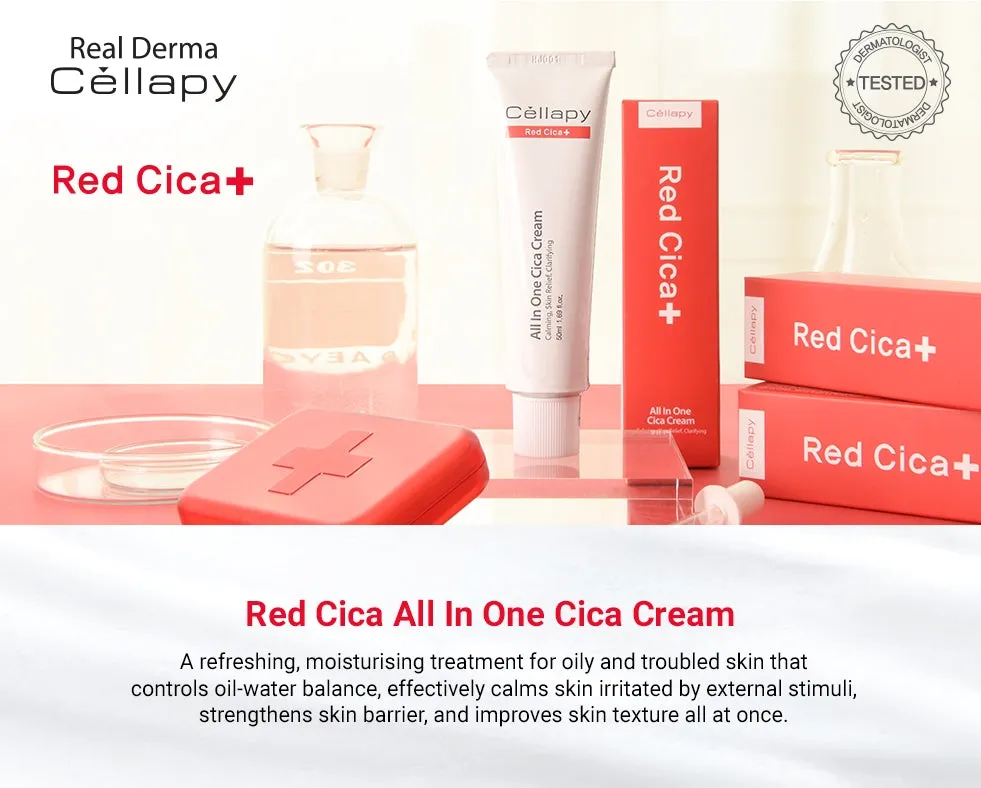 Cellapy Red Cica All In One Cica Creams 50ml Sensitive Trouble Skin Oil Water Balance Skin Barrier Care