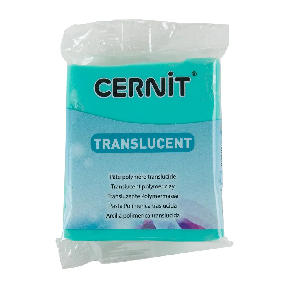 Cernit Translucent Polymer Clay - Emerald 2oz (56g) block