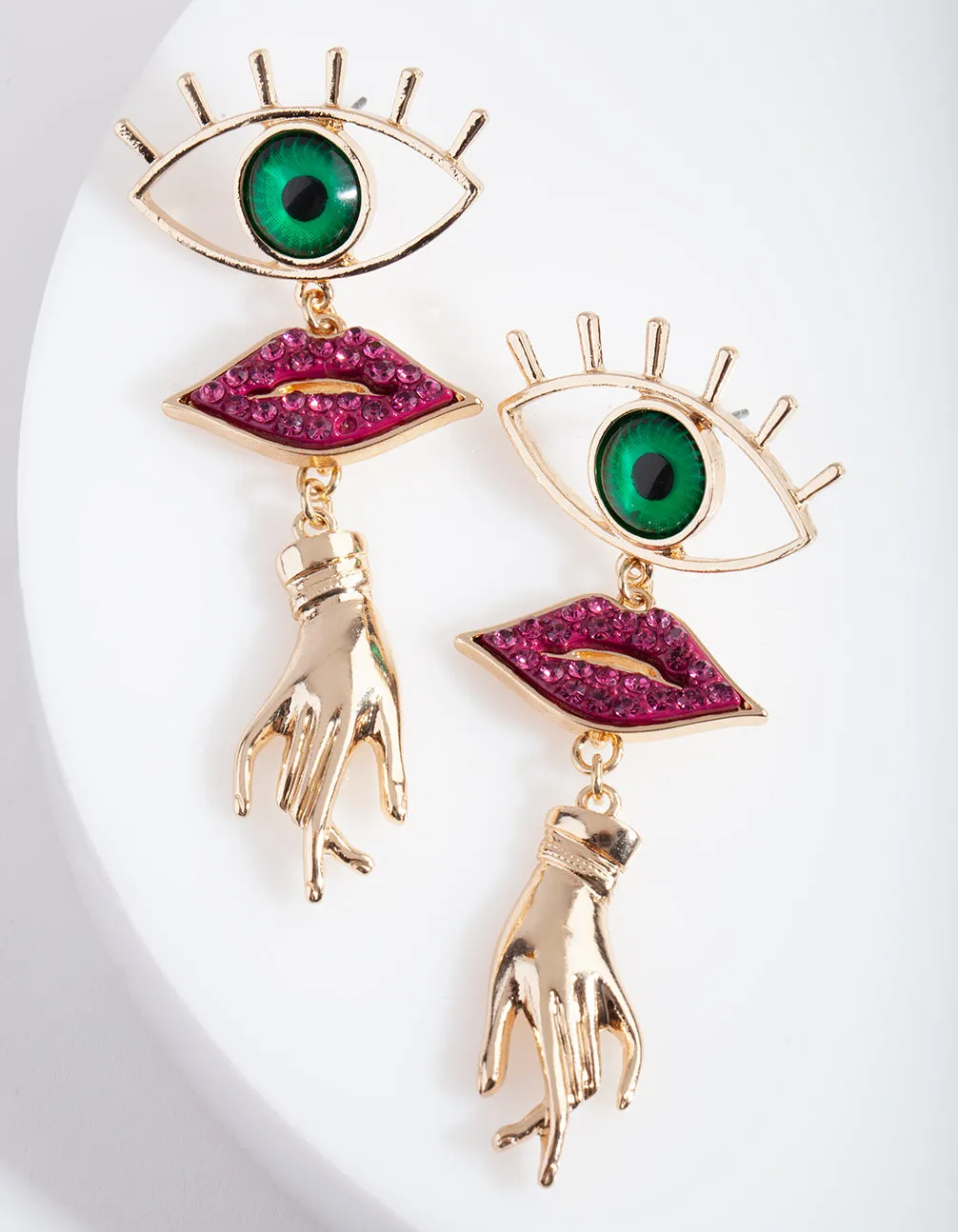 Diamante Eye Lip Drop Earring