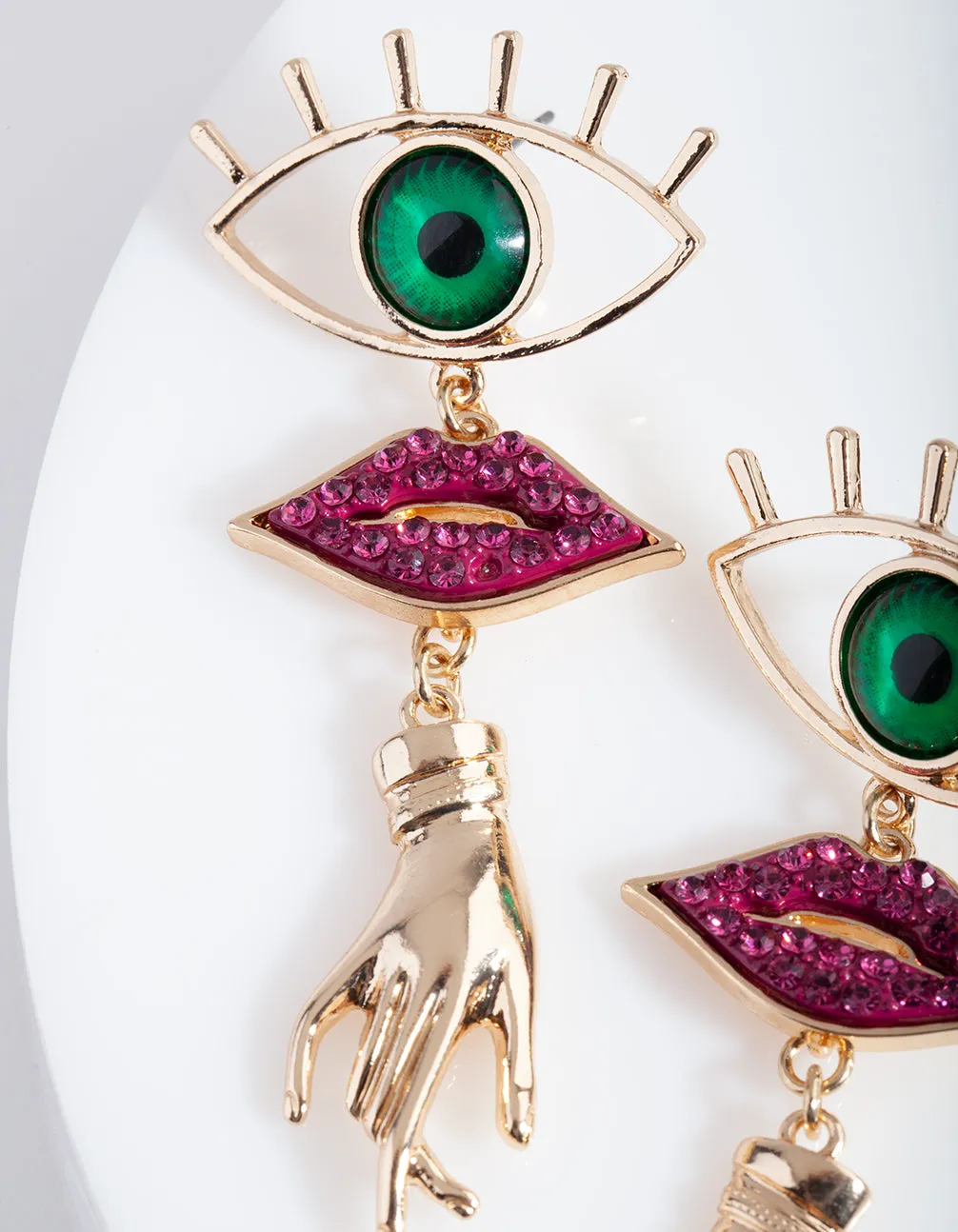 Diamante Eye Lip Drop Earring