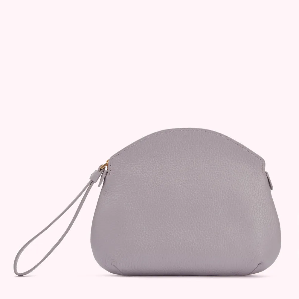 LAVENDAR GREY PEEKABOO LIP CLOVER CLUTCH BAG