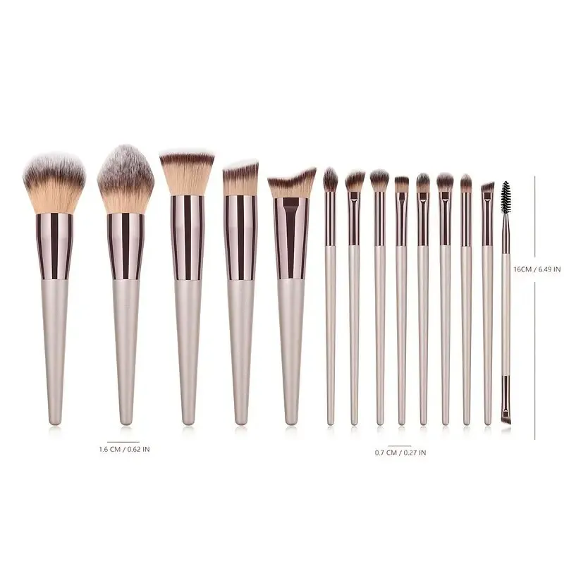 Makeup Brushes Set 14Pcs Professional Kabuki Brush Set Premium Synthetic Brush For Blush Powder Foundation Blending Concealers Eyebrow