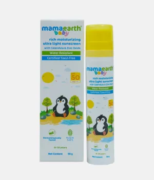 MAMAEARTH Baby Rich Moisturizing Ultra Light Sunscreen-50g SPF 50 & PA   