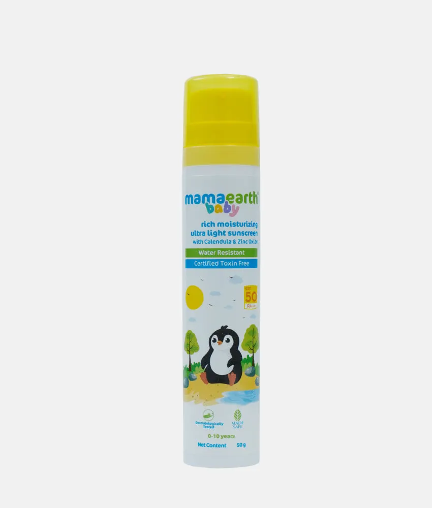 MAMAEARTH Baby Rich Moisturizing Ultra Light Sunscreen-50g SPF 50 & PA   