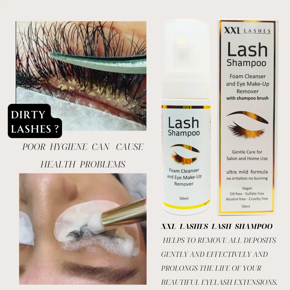 Test winner: XXL Lashes Eyelash Shampoo 50ml, incl. Shampoo Brush