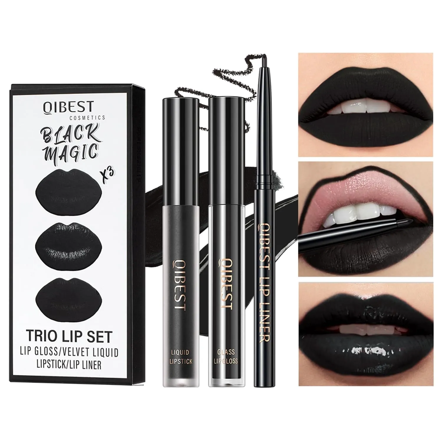 Trio Matte Liquid Lipstick Set - Waterproof Velvet Finish in Lazy Orange with Gloss & Lip Liner